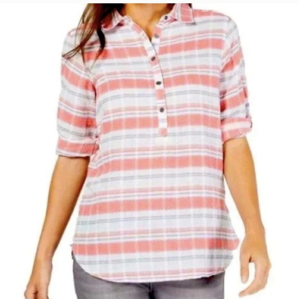 Columbia popover striped shirt